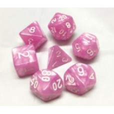 7 dés JdR - Nacré - Rose